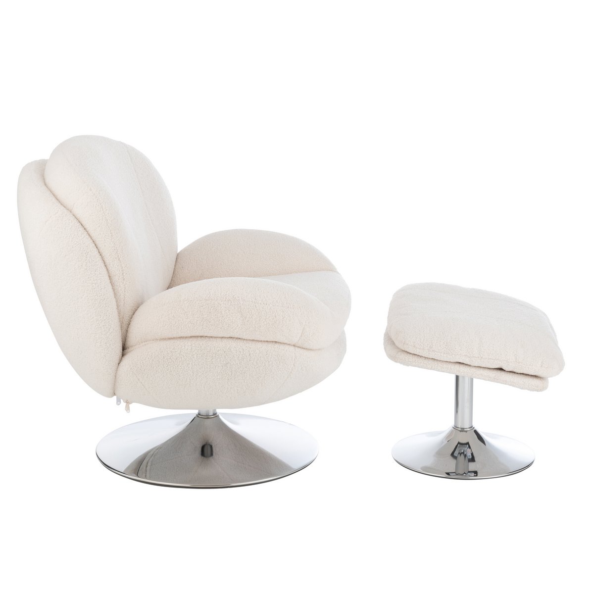 J-Line - Relax Fauteuil+ Voetbank Metaal/Multiplex Crème/Zilver