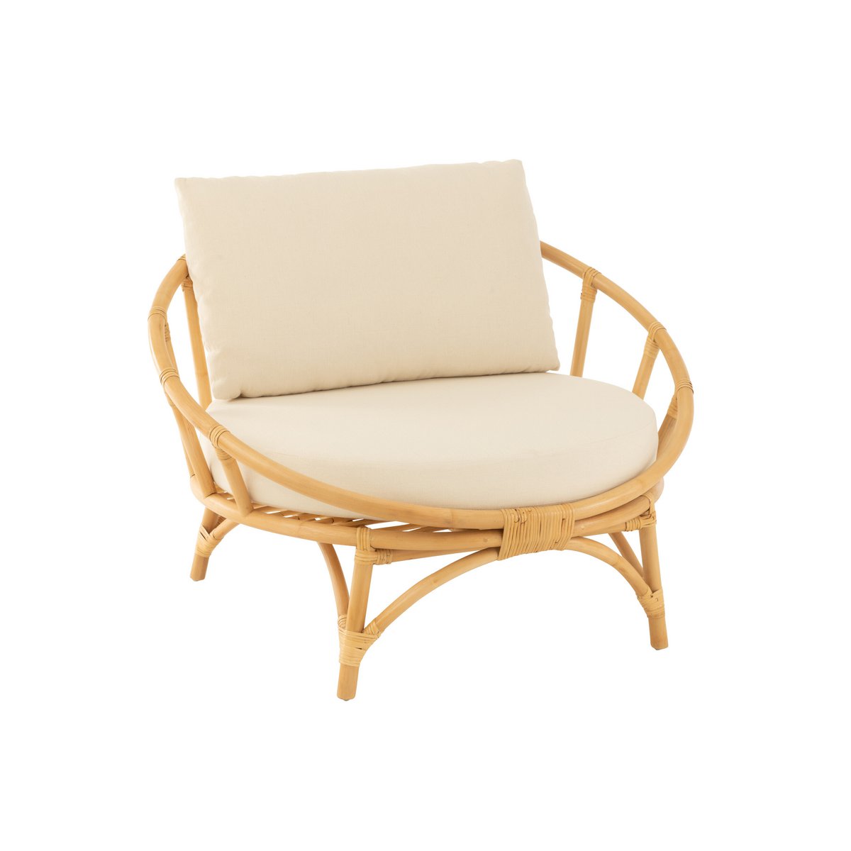 J-Line - Loungestoel 'Camden' (Wit, Naturel, Jute)