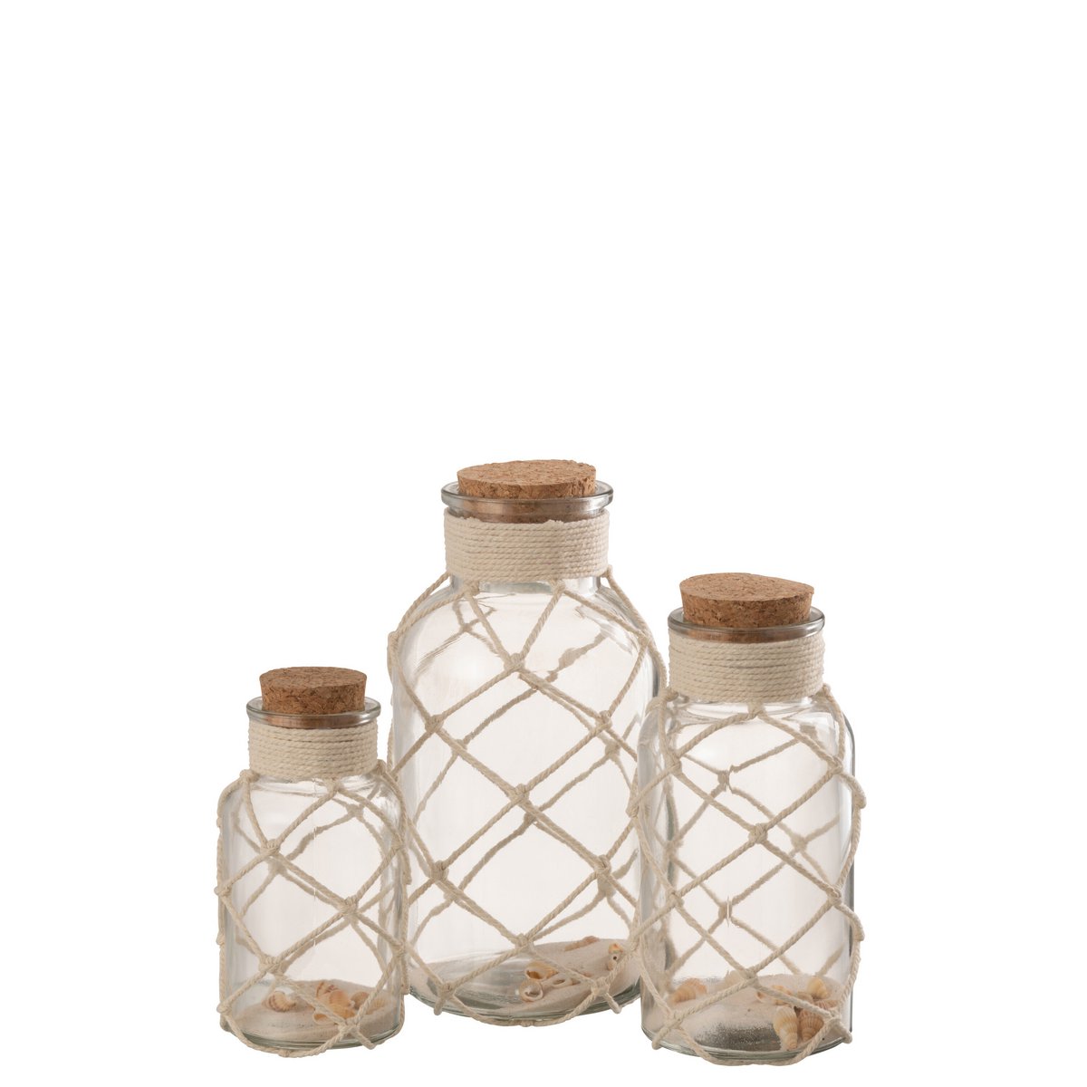 J-Line - Decoratie Vaas Sand Schelpen - Glas - Transparant - Large