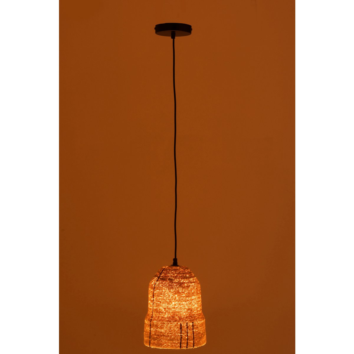 J-Line - Hangende Lamp Lijnen Zeegras Naturel/Zwart