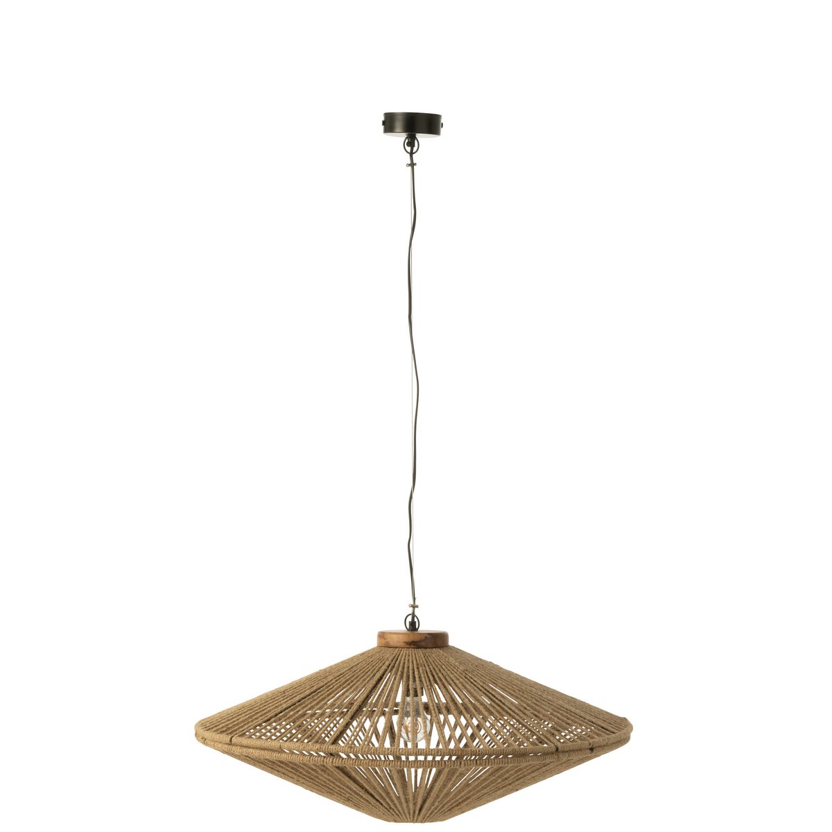 J-Line - Hanglamp Ovni Ijzer/Jute Naturel Medium