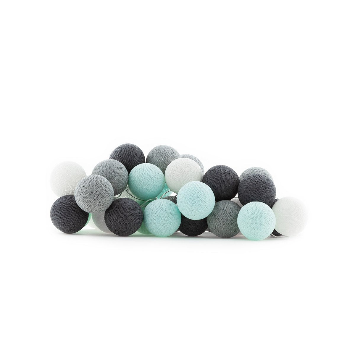 Cotton Ball Lights - Indoor regular Lichtslinger - Aqua Grey - 35 cotton balls