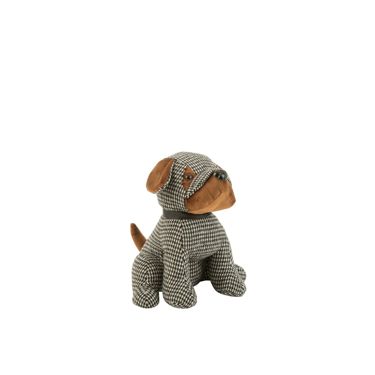 J-Line Deurstop Hond Geruit Polyester Zwart/Bruin Small