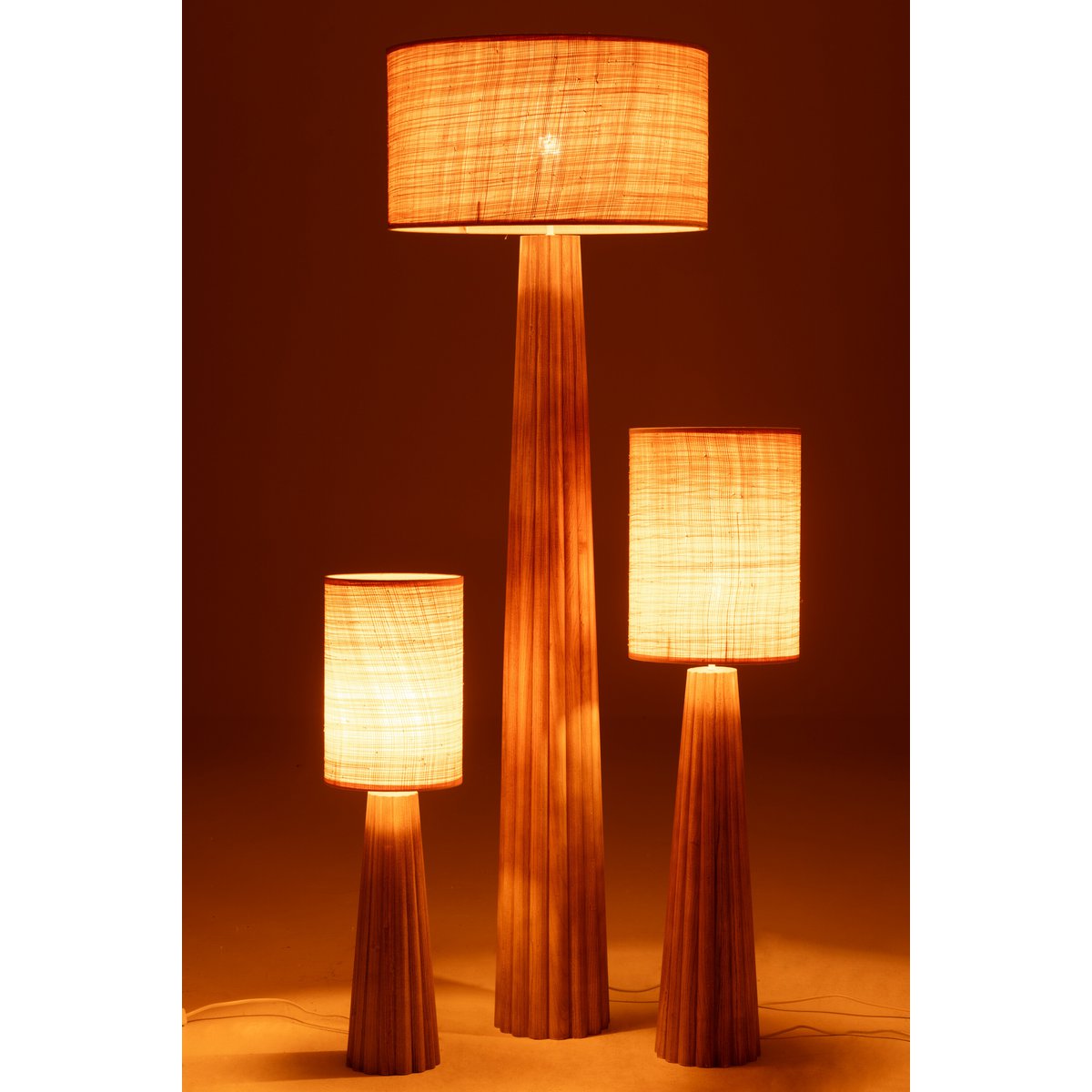 J-Line - Vloerlamp Paraplu Ailanthus Hout Naturel