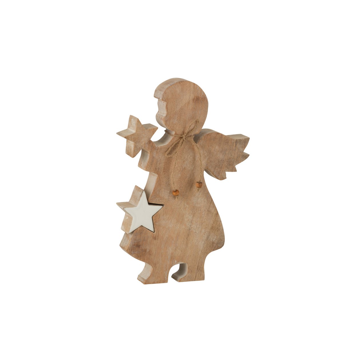 J-Line - Decoratief kerstfiguur 'Nordglow' (Maat L, Whitewash)