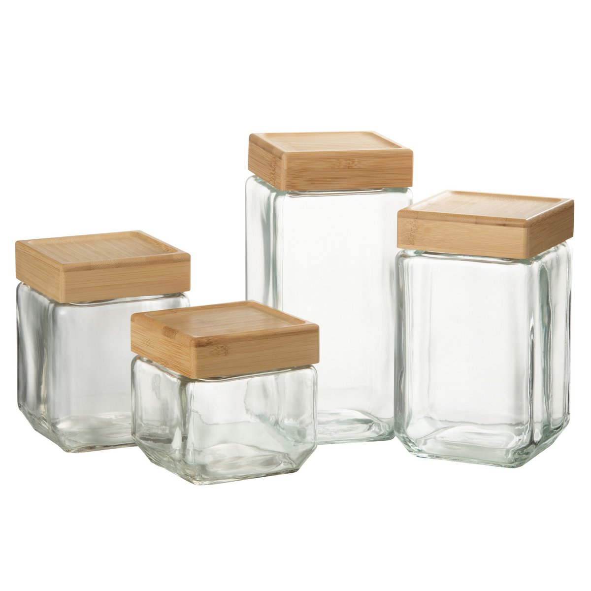 J-Line - Pot In Glas Brad Glas/Bamboo Transparant/Naturel Extralarge