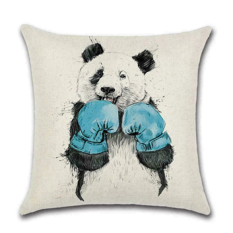By Javy - Kussenhoes Panda - Blauwe Handschoen