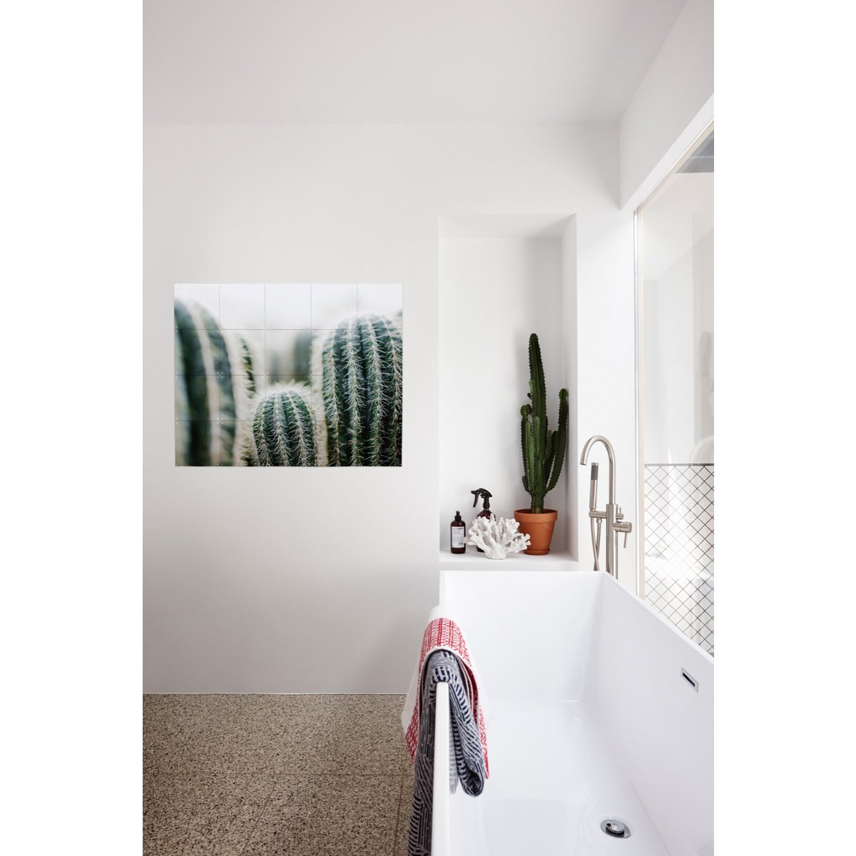 IXXI - Cactus en bladeren Wall art - Poster - Wanddecoratie - S - 100x80 - grey