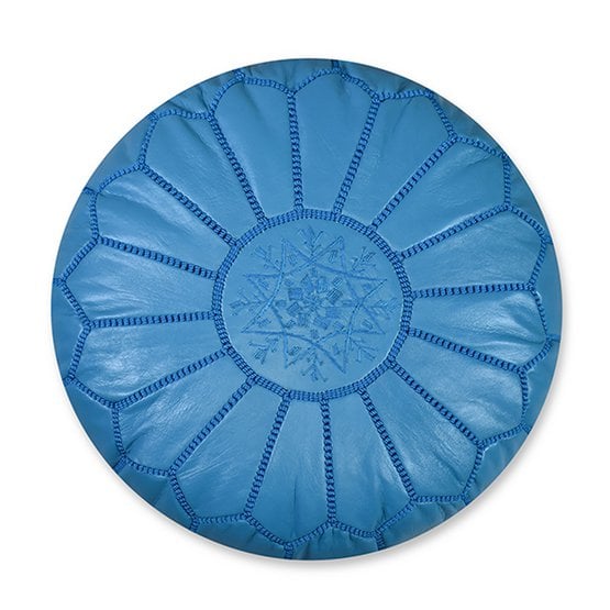 Poufs & Pillows - Leren poef - turquoise - gevuld geleverd