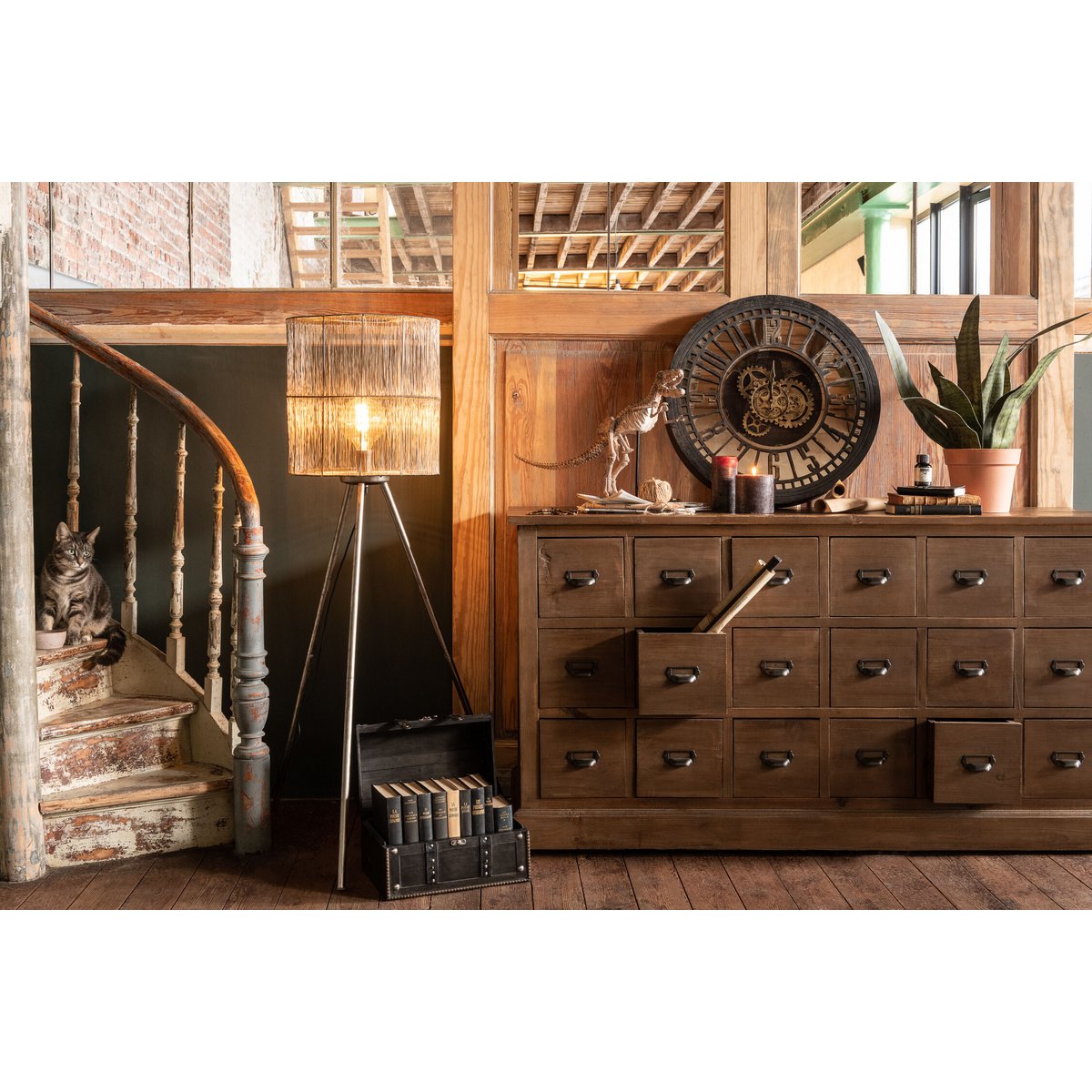 J-Line - Staande Lamp Antiek - Metaal - Bruin - Large