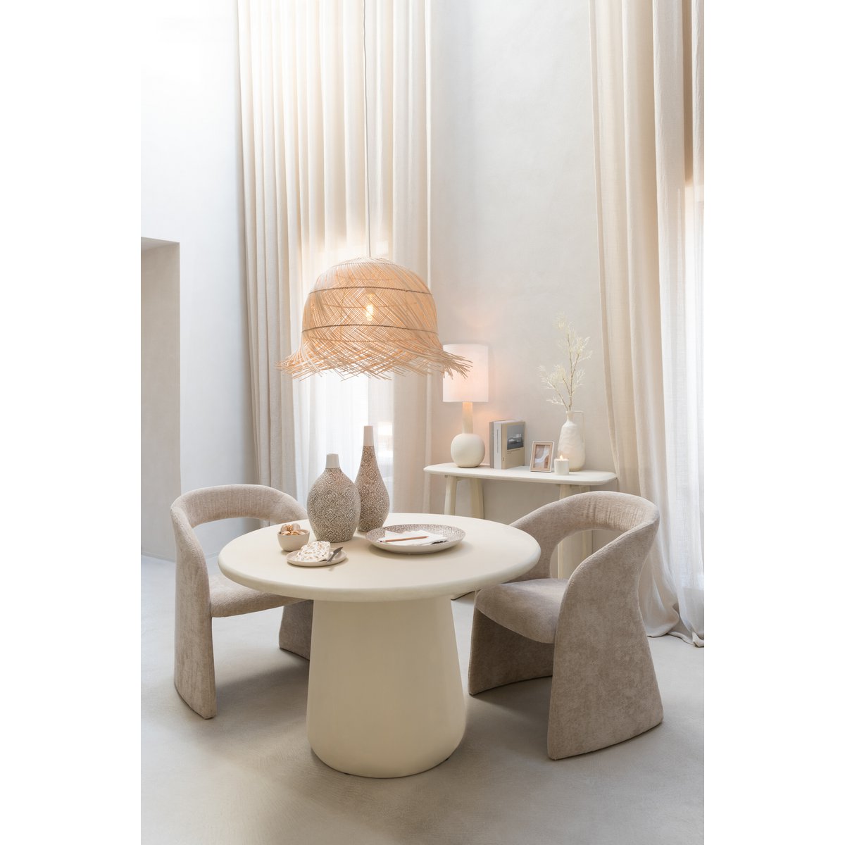 J-Line - Vaas Wabi Rond Porselein Beige/Wit