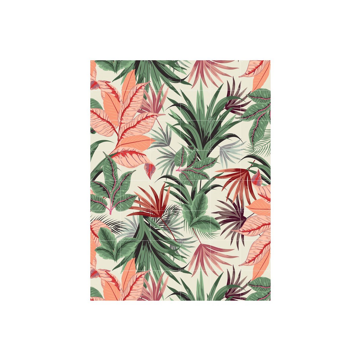 IXXI - Roze Jungle Wall art - Poster - Wanddecoratie - S - pink, green, orange, white