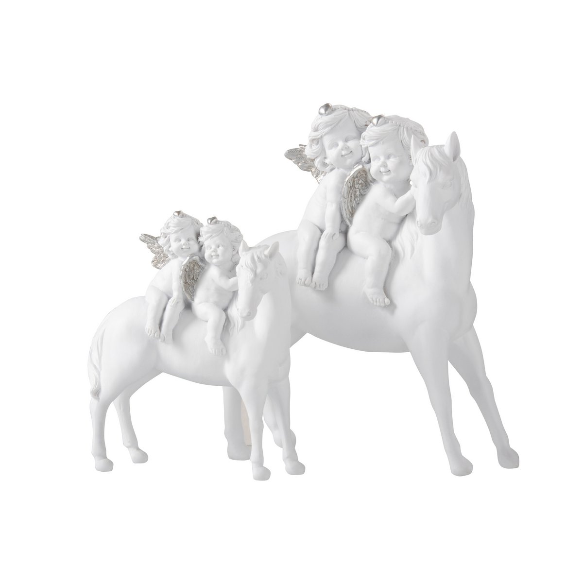 J-Line - Decoratief kerstfiguur 'Paard' (Maat L, Wit met zilver)