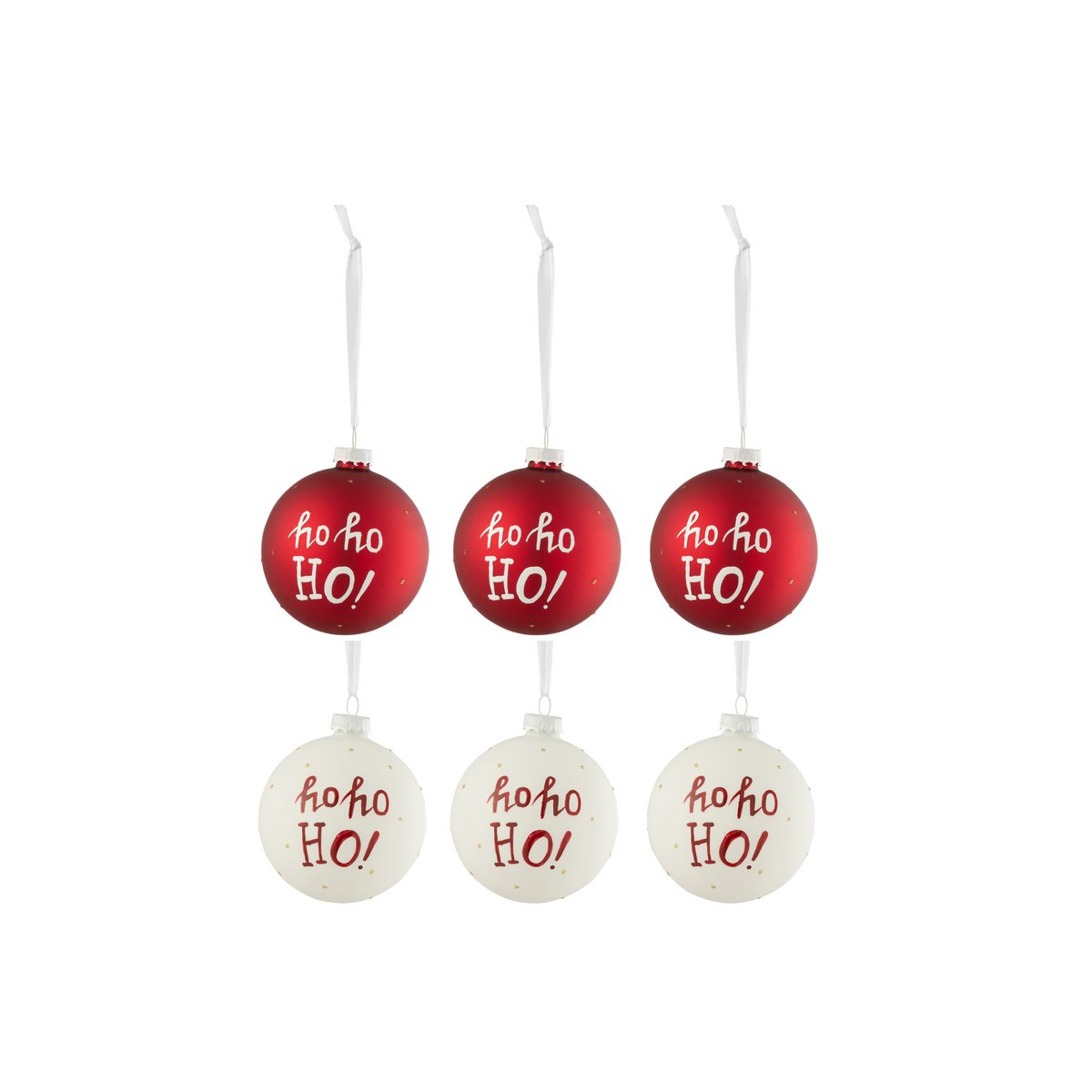 J-Line - Doos met kerstballen 'Hann' (Set van 6, Rood)