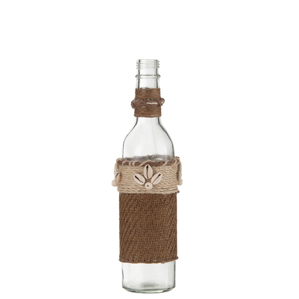 J-Line - Fles Decoratie Met Schelpen Glas Bruin