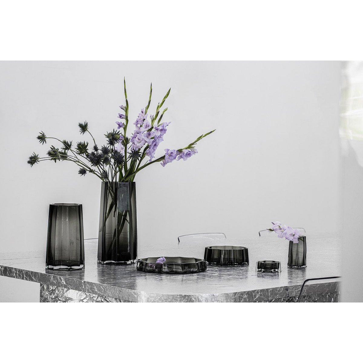 Element Accessories - Modern-Klassiek Luxe hoge vaas, stijlvol Belgisch design, LENOX 40 Grijs