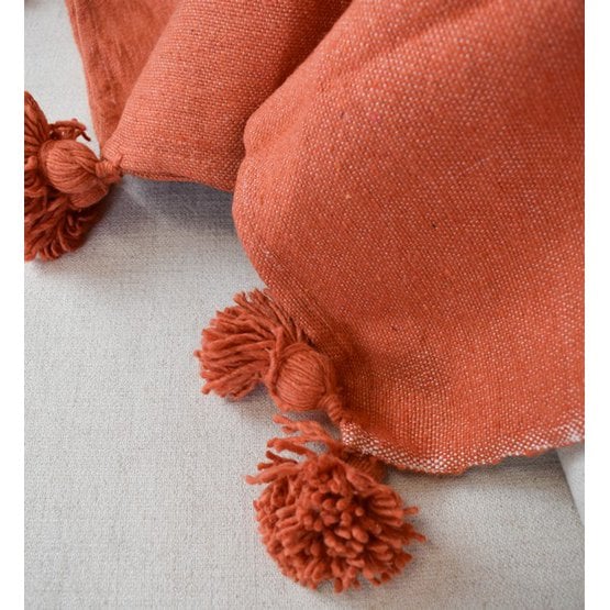 Poufs & Pillows - Pompomdeken Oranje