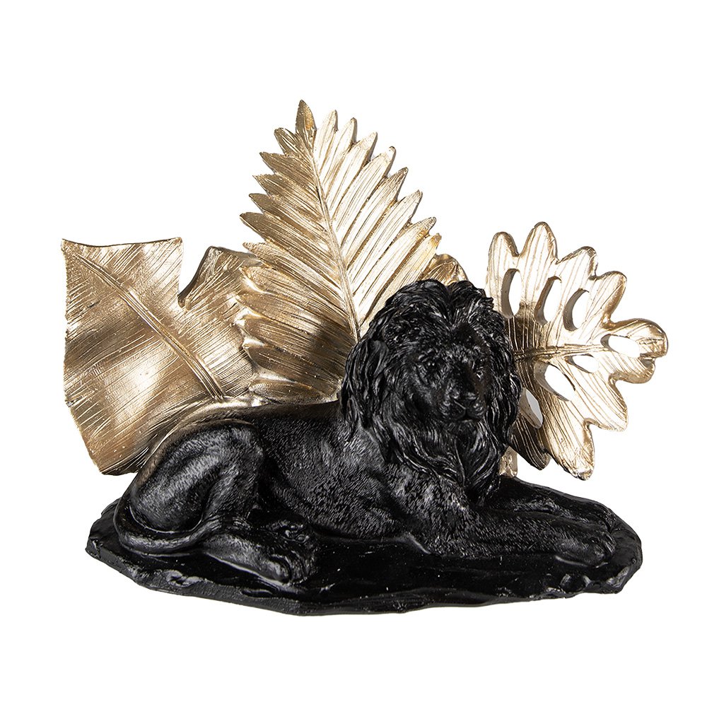 Clayre & Eef - Decoratief figuur 'Leeuw' (Zwart, 23cm)