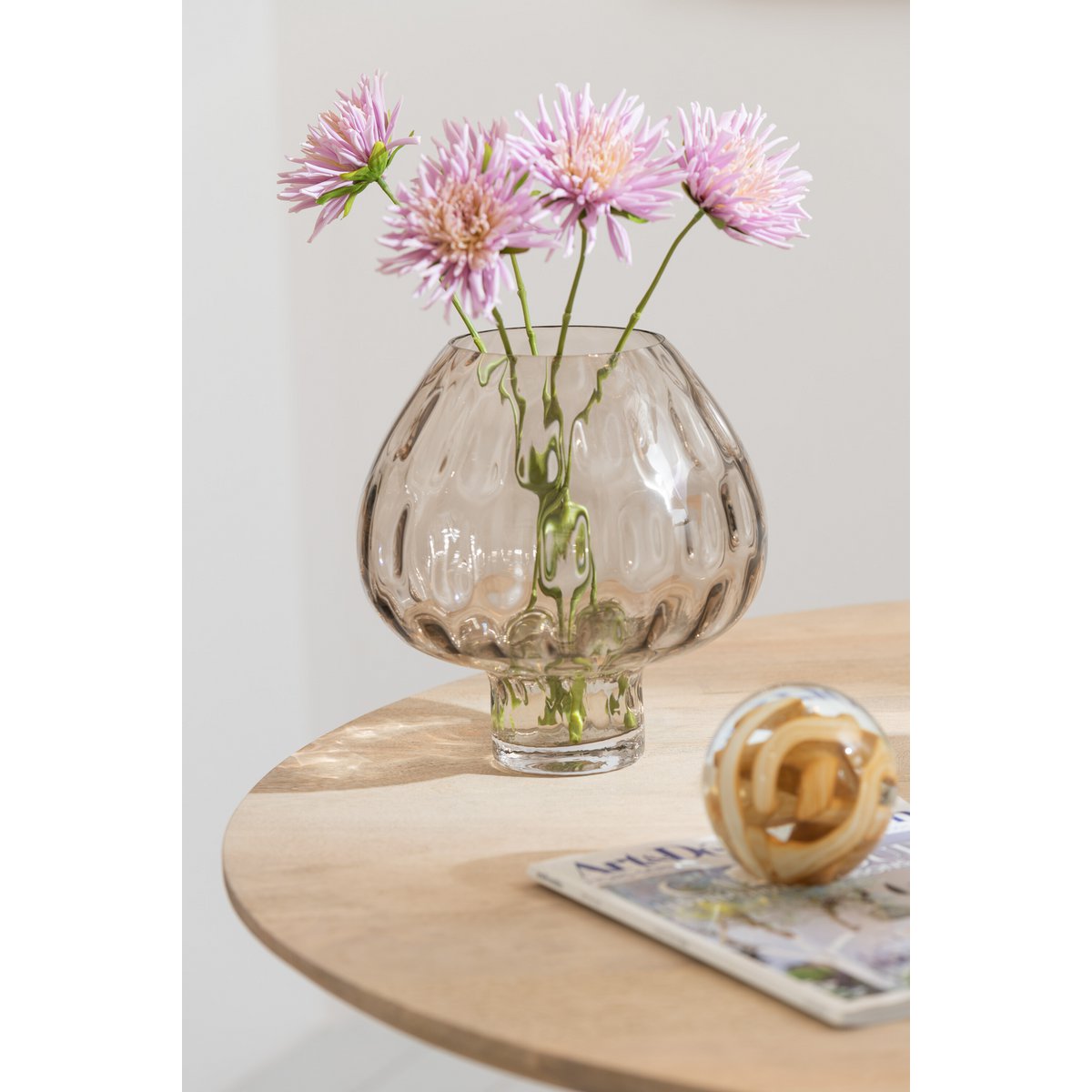 J-Line - Chrysant Mini - Kunststof - Wit/Lichtpaars