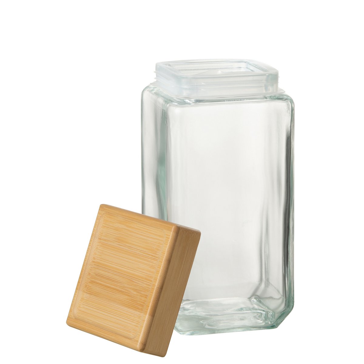 J-Line - Pot In Glas Brad Glas/Bamboo Transparant/Naturel Extralarge