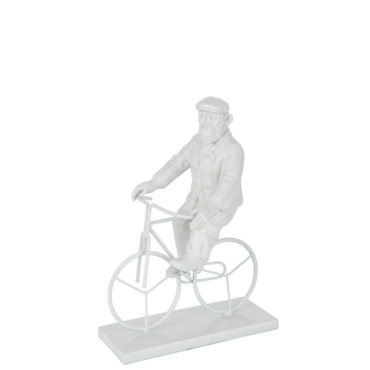 J-Line - Decoratie Aap Fiets - Polyresin - Wit - Small