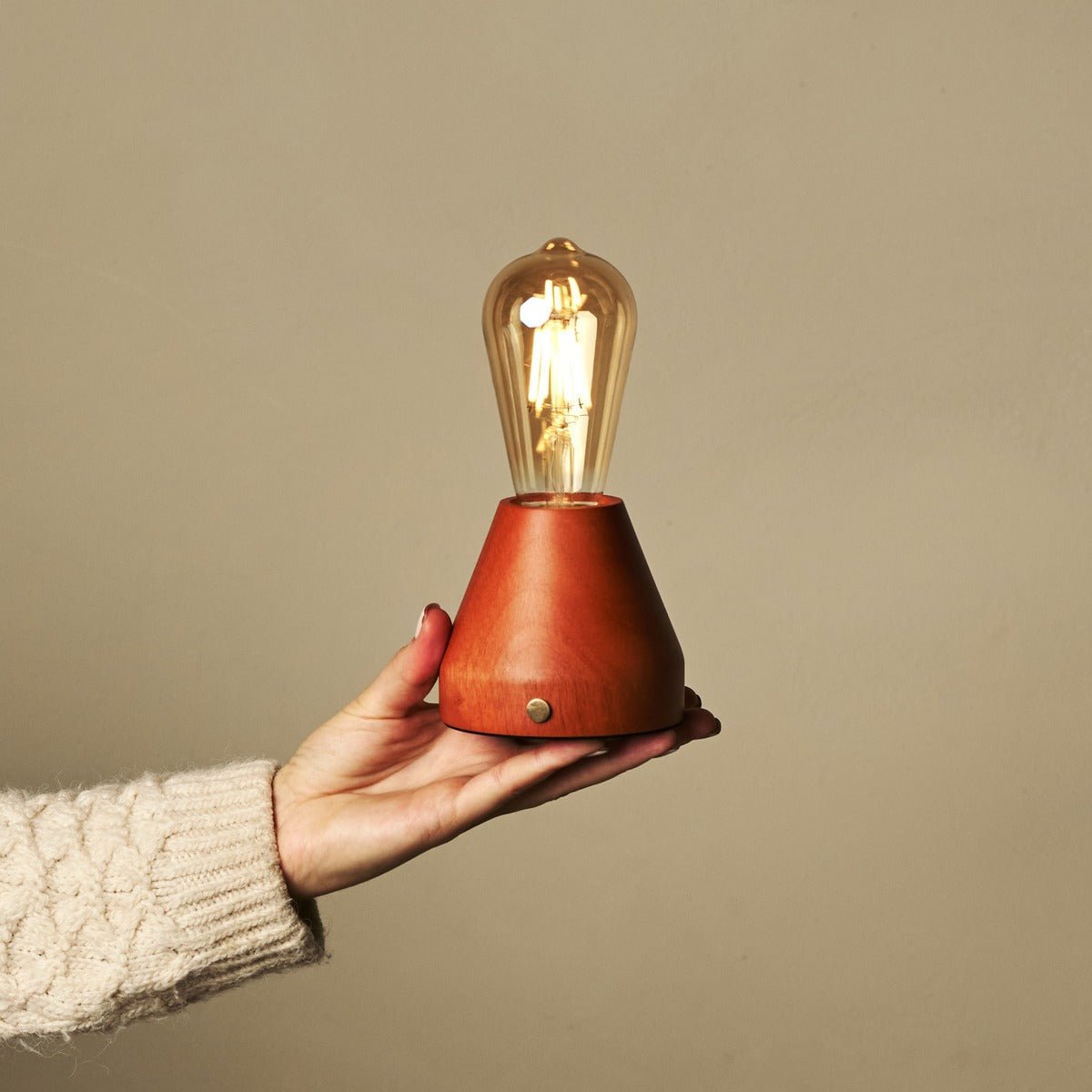 Tavellio-Amsterdam - Zavi kastanje bruin oplaadbare LED-tafellamp | Dimbaar en draagbaar | Batterijduur van 80 uur