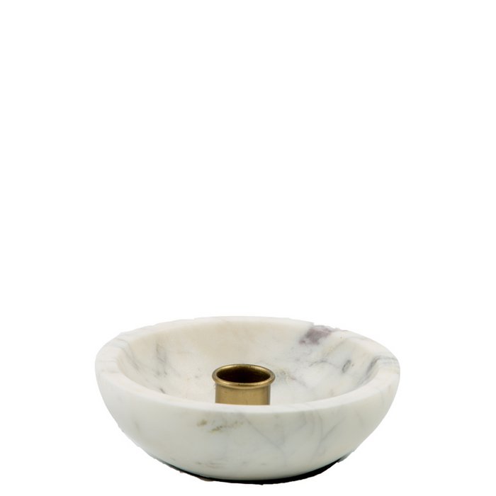 Mrs. Bloom - Ronde kaarsenhouder wit marmer