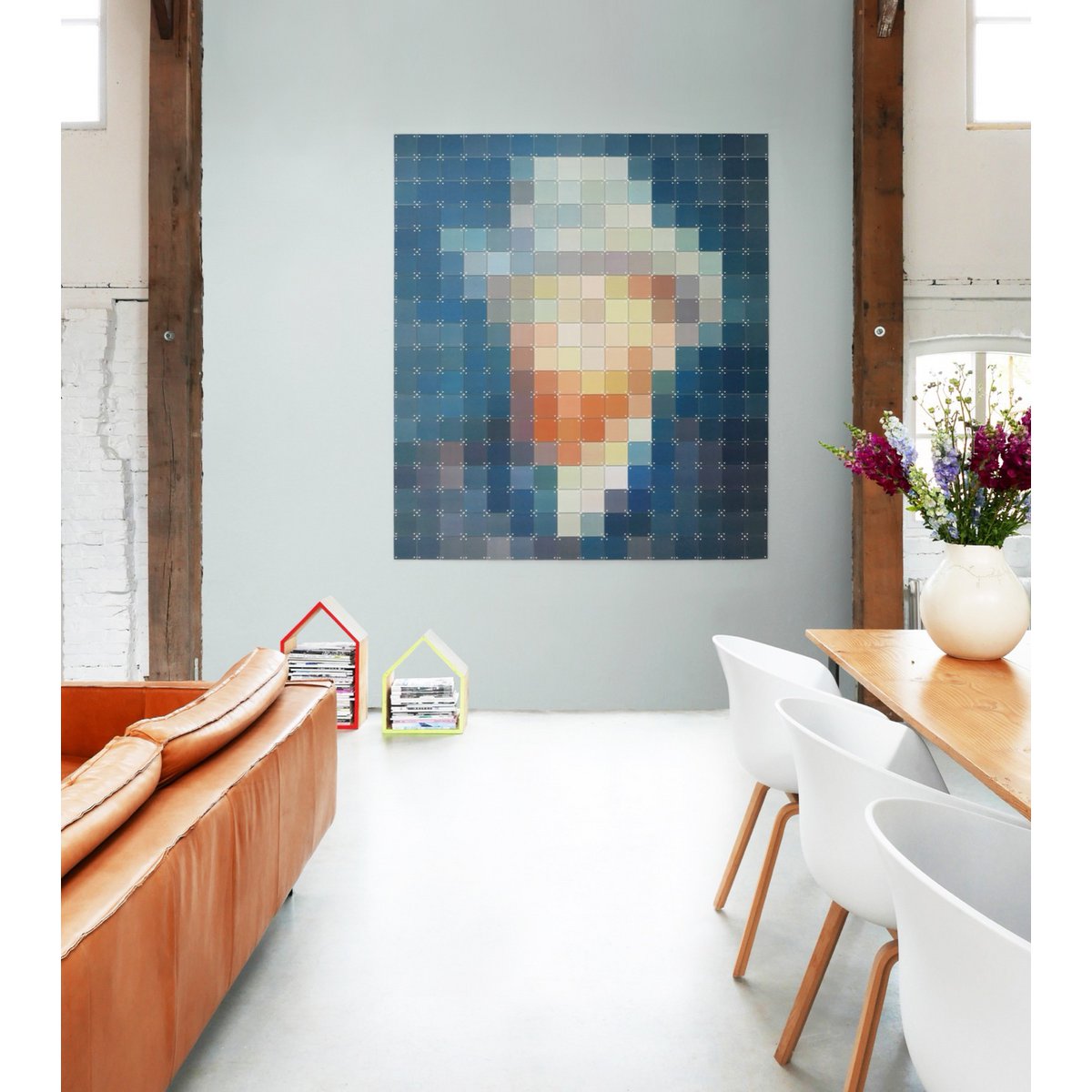 IXXI - Van Gogh Petrol pixel Wall art - Poster - Wanddecoratie - L - grey