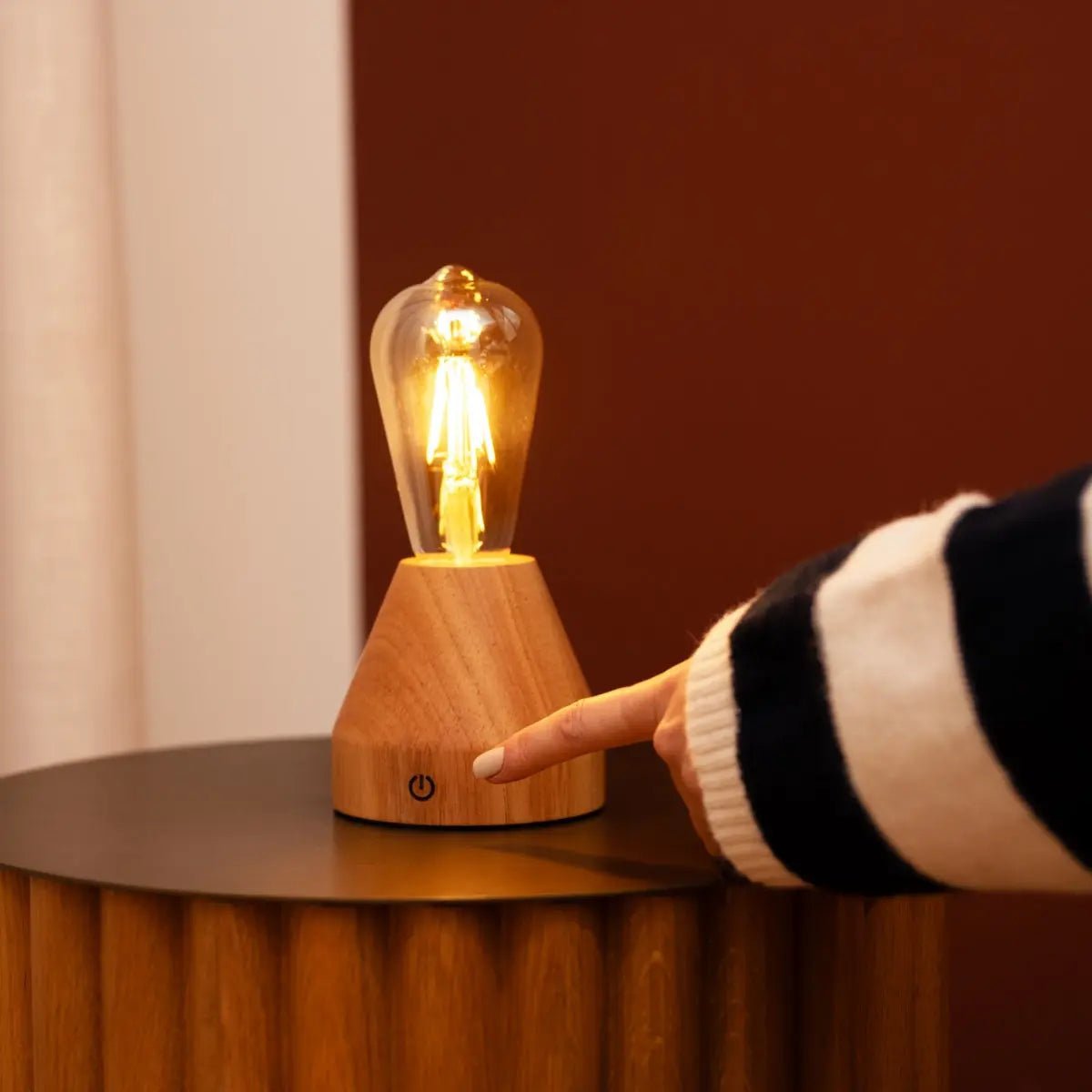 Tavellio-Amsterdam - Zavi lichtbruine oplaadbare LED-tafellamp | Dimbaar en draagbaar | Batterijduur van 80 uur