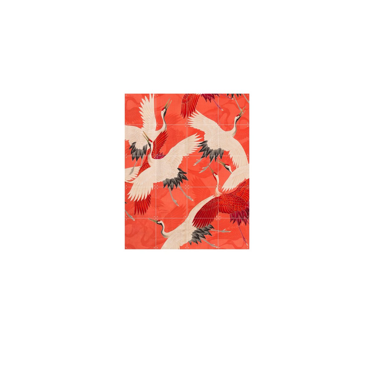 IXXI - Kimono met Kraanvogels Wanddecoratie - Poster - Wanddecoratie - L - red, black, orange, white