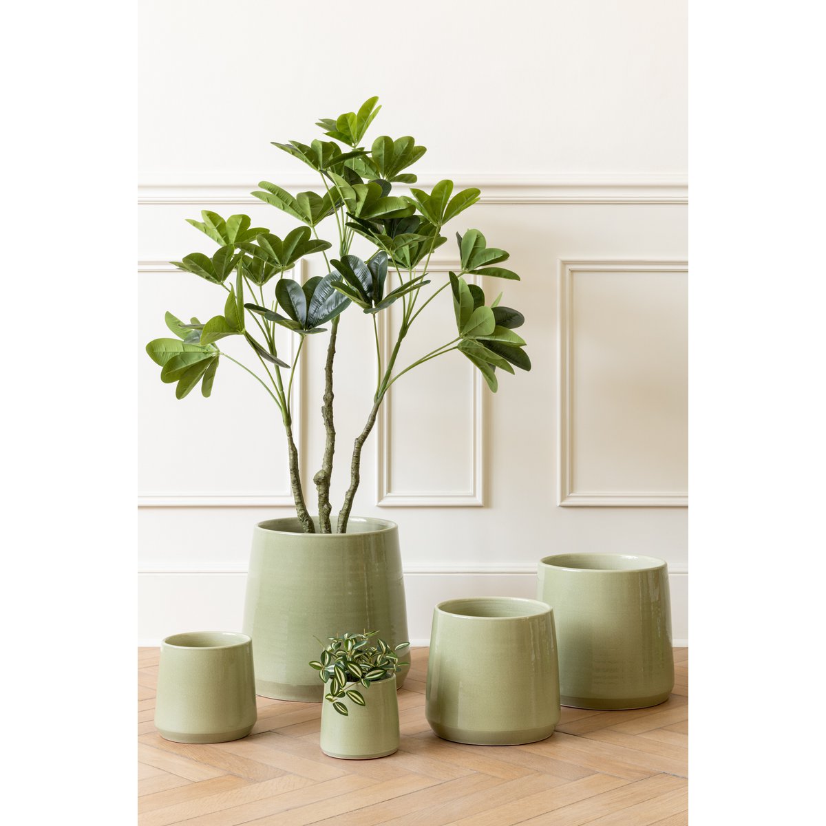 J-Line - Pant Tradescantia In Pot - Kunststof - Groen/Wit