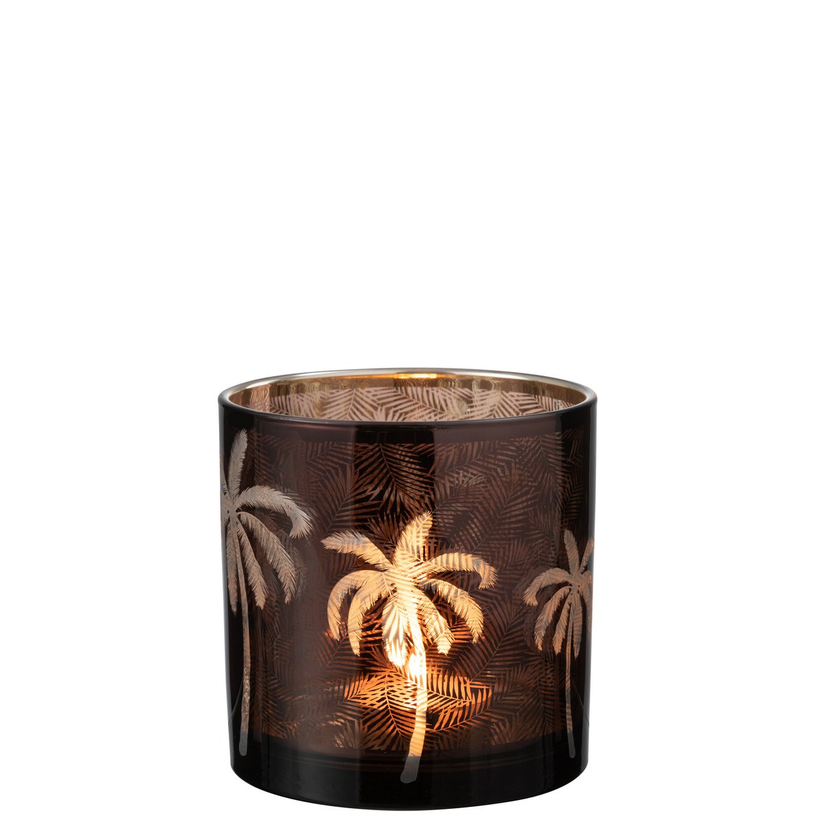 J-Line - Windlicht Palmboom - Glas - Bruin - Large