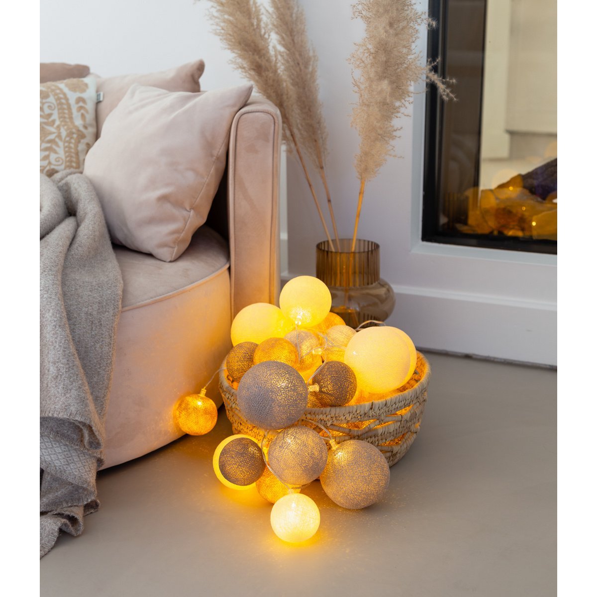 Cotton Ball Lights - Premium Lichtslinger - Soft Teddy + Adapter - 35