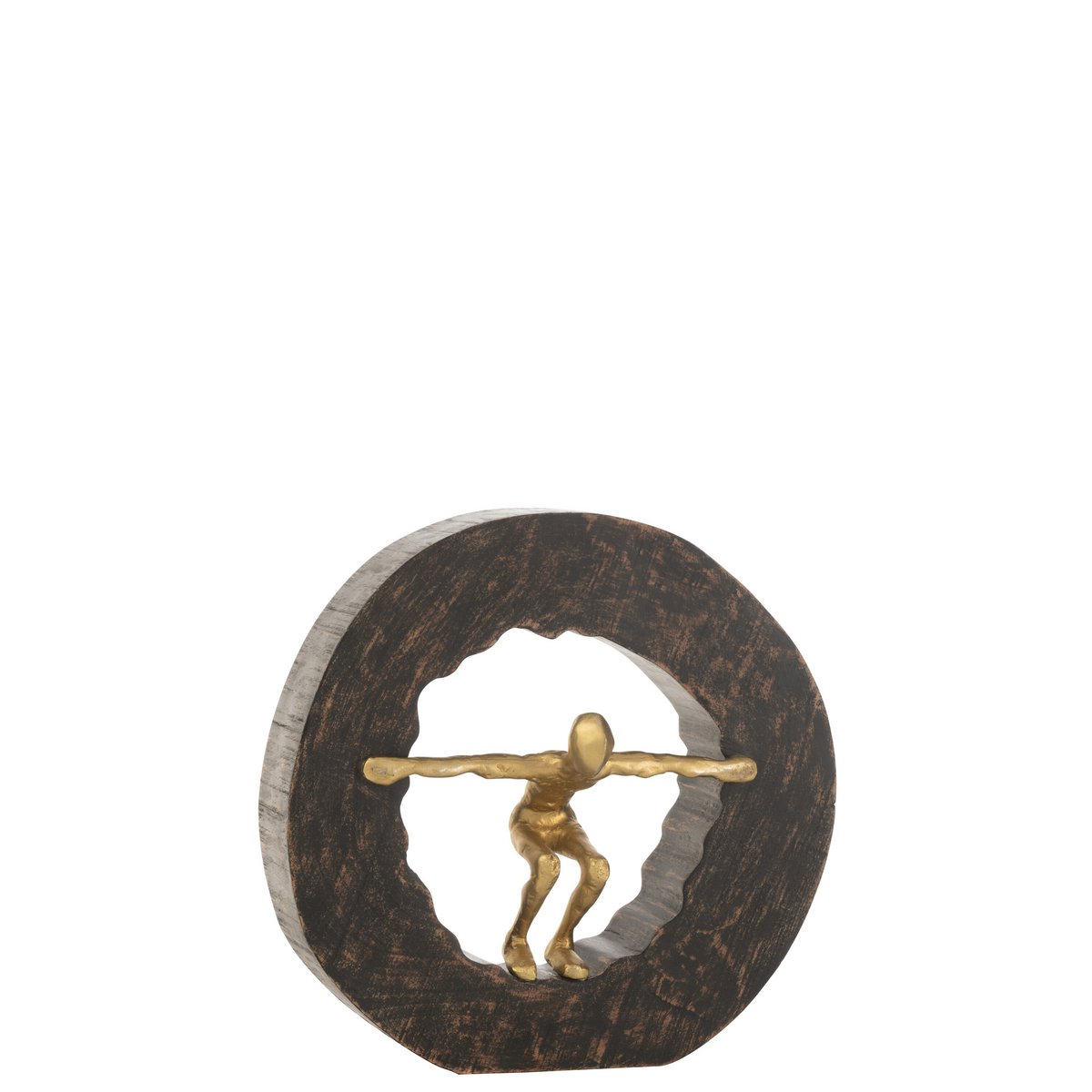 J-Line - Figuur Vallend - hout/metaal - zwart/goud