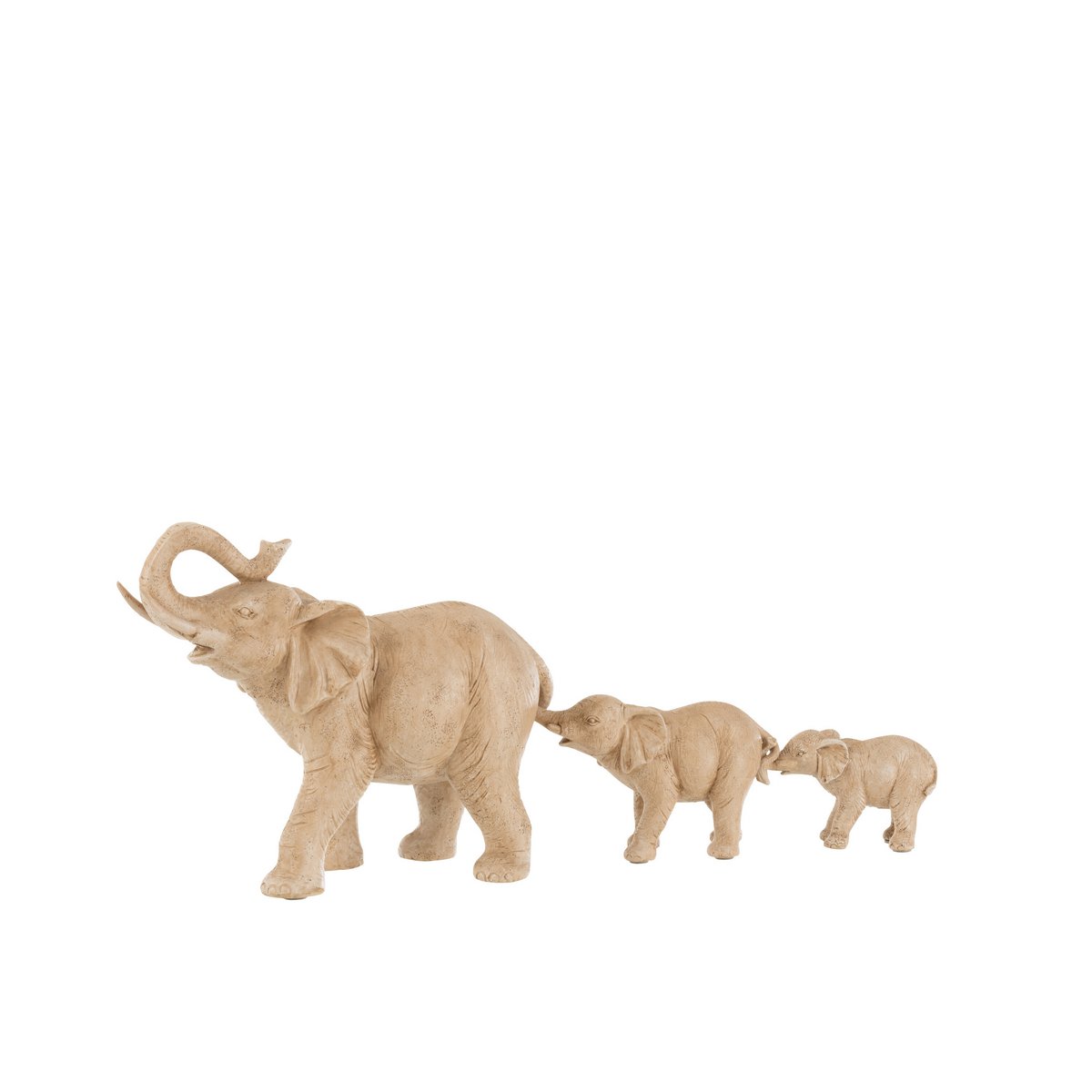 J-Line - Olifant 3 Op Een Rij Poly Beige