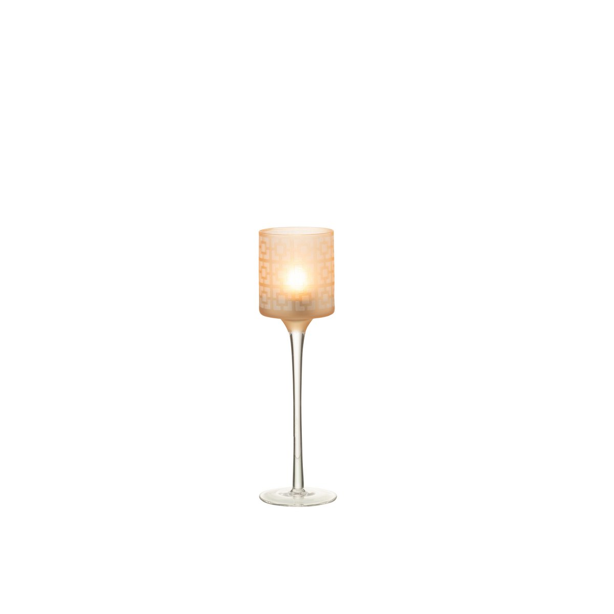 J-Line - Waxinelichthouder Op Voet - Glas - Beige - Small