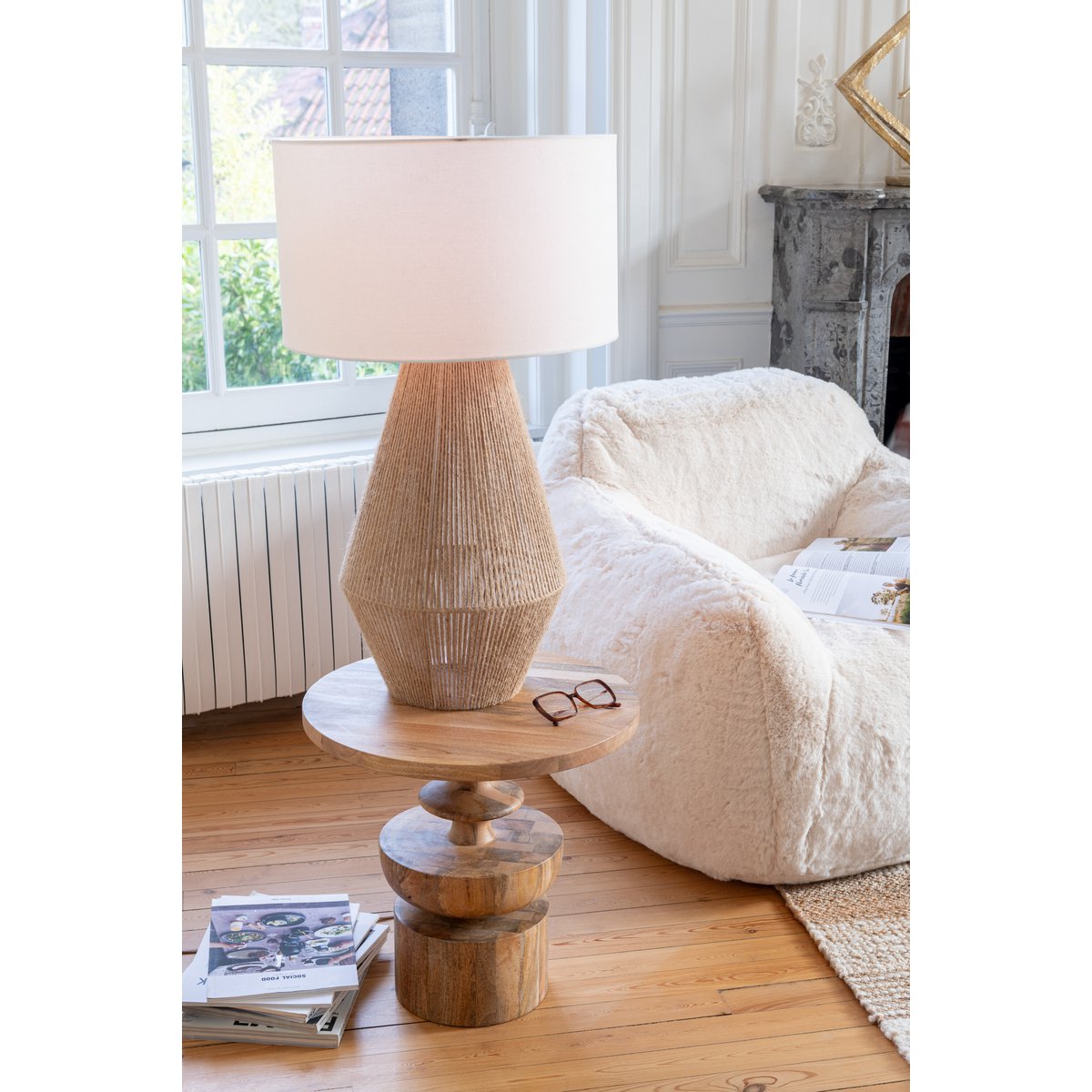 J-Line - Lamp Striing Metaal/Jute Naturel