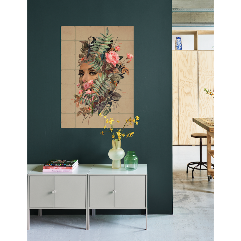 IXXI - Halcyon Wall art - Poster - Wanddecoratie - XS - 80x100 - beige, pink, green