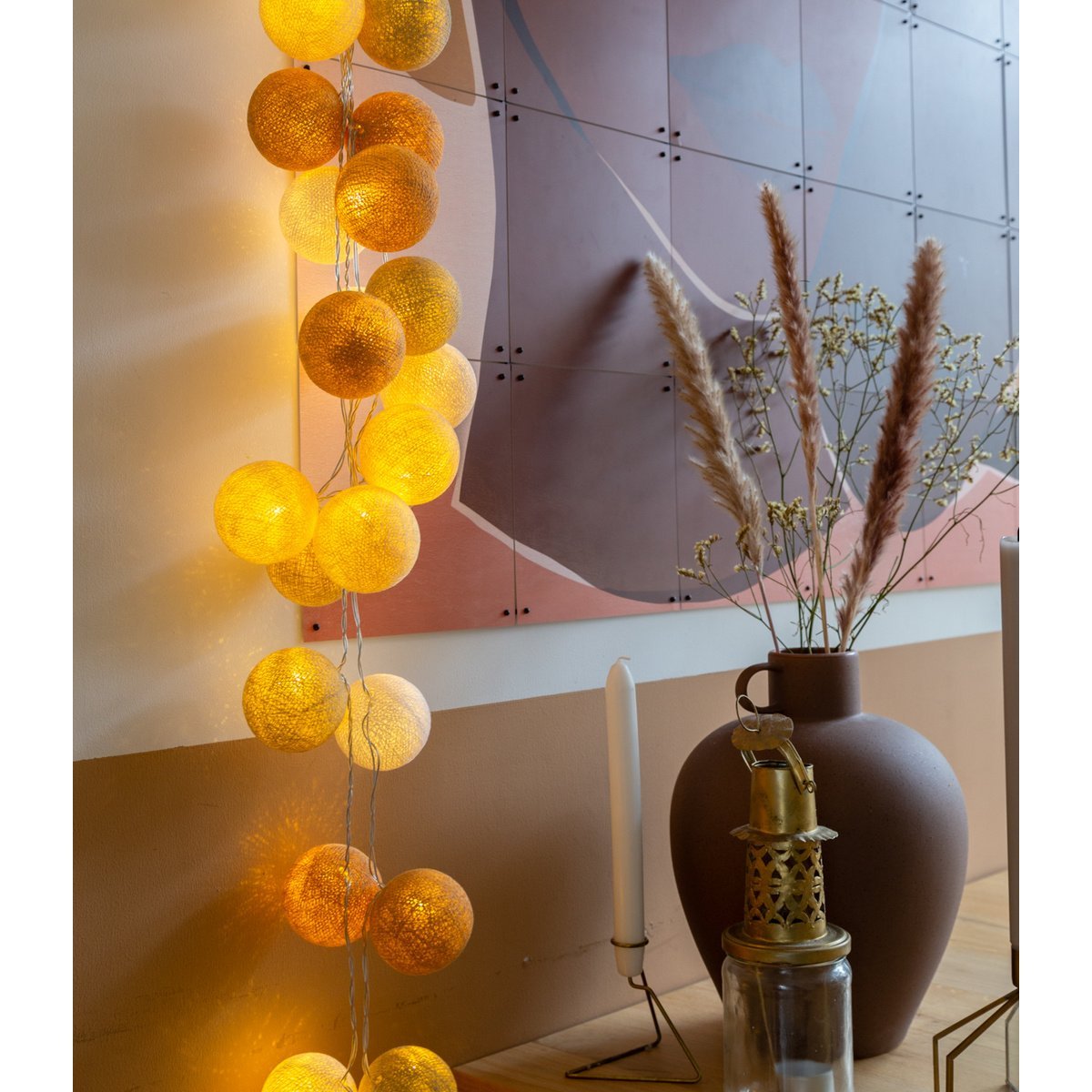 Cotton Ball Lights - Indoor regular Lichtslinger -  Creamy - 35 cotton balls