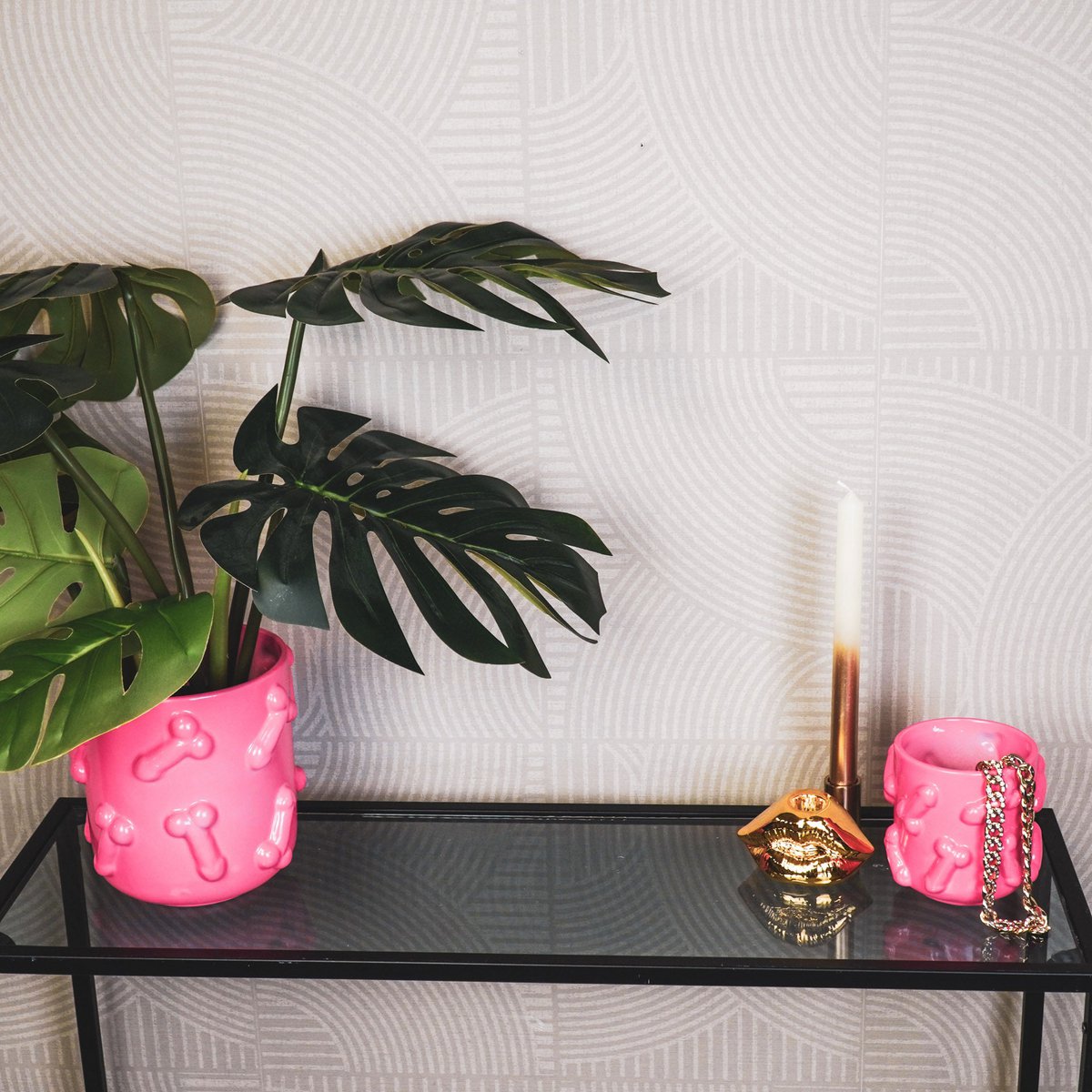 Housevitamin - Pot - Dick - Keramiek - Roze -11x11x11,5cm