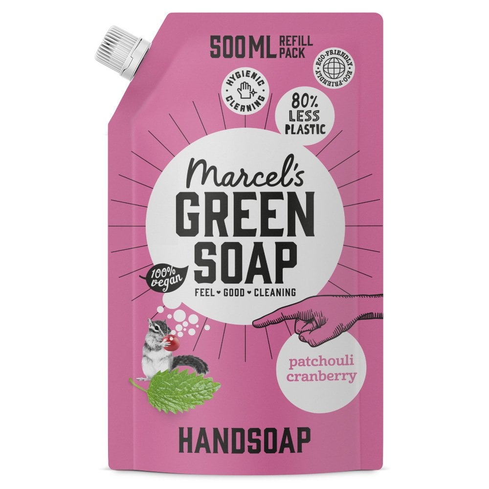 Marcel's Green Soap Handzeep Navul Stazak Patchouli & Cranberry (500ML)