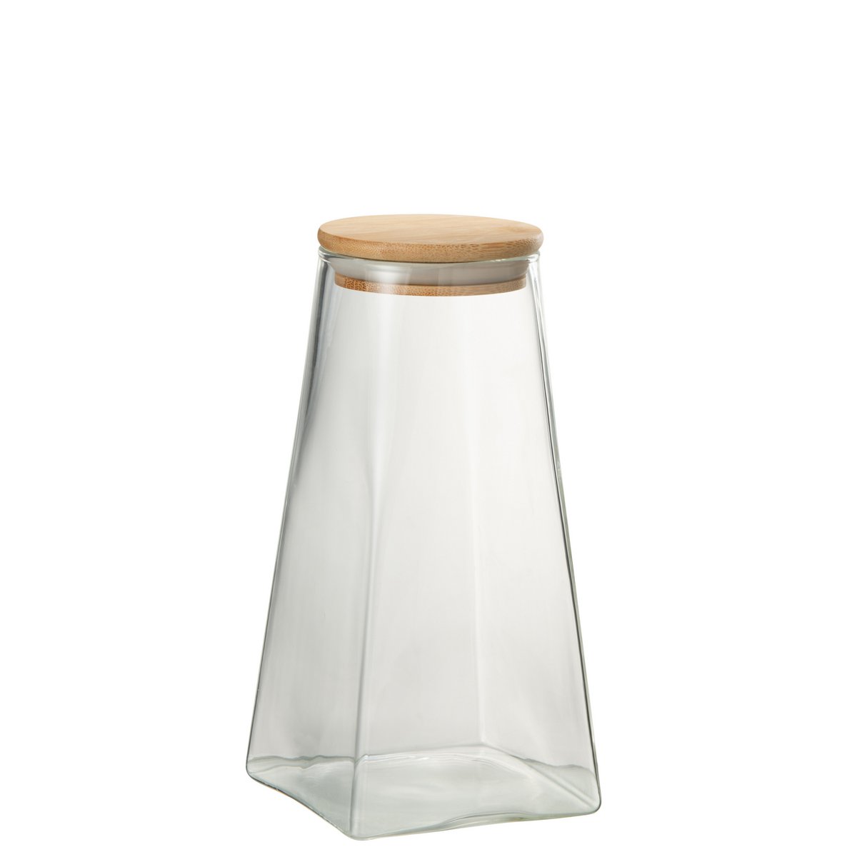 J-Line - Pot In Glas Mona Glas/Bamboo Transparant/Naturel