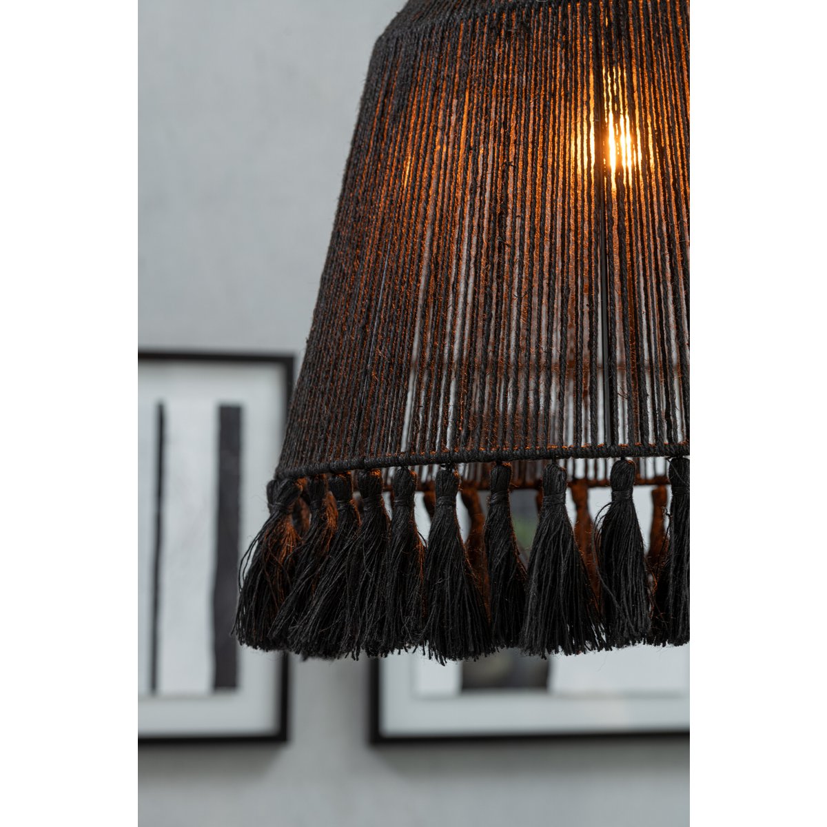 J-Line - Hanglamp Celia - Jute - Zwart - Small