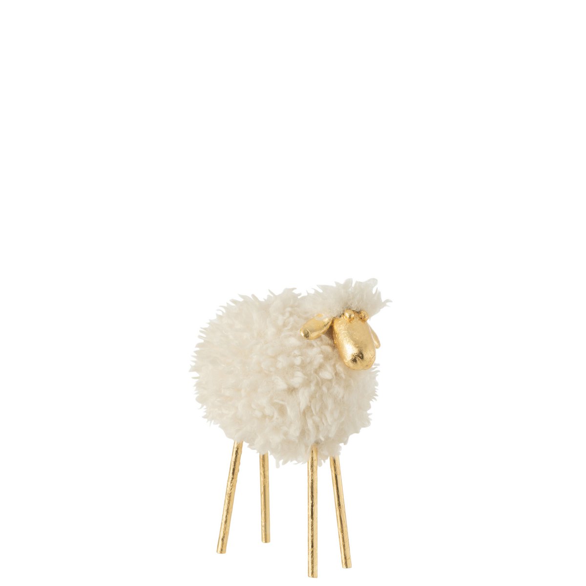 J-Line - Schaap Metaal/Poly Wit/Goud Small