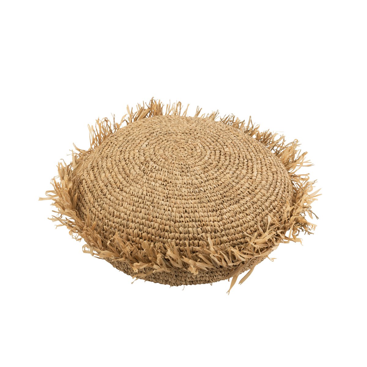 J-Line - Kussen Rond Raffia  - Jute - N Aturel