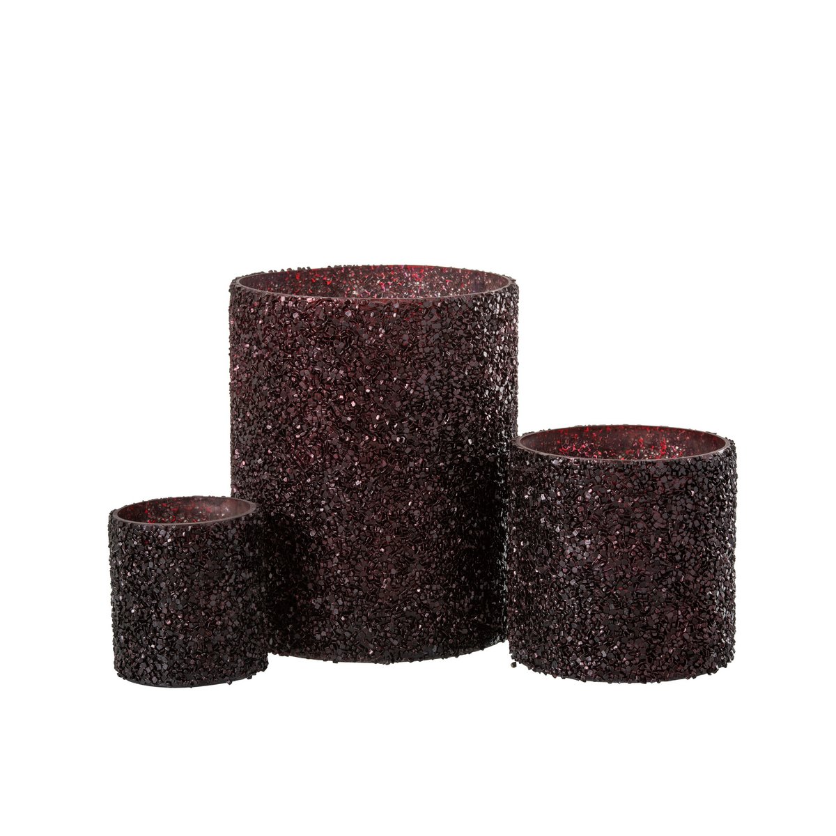 J-Line - Lantaarn Glitter Glas Bordeaux Groot