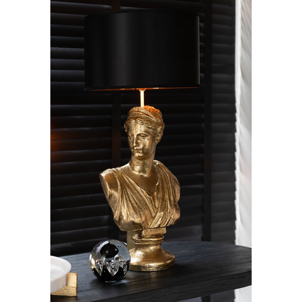 J-Line - Lamp Vrouw Buste Resine Goud