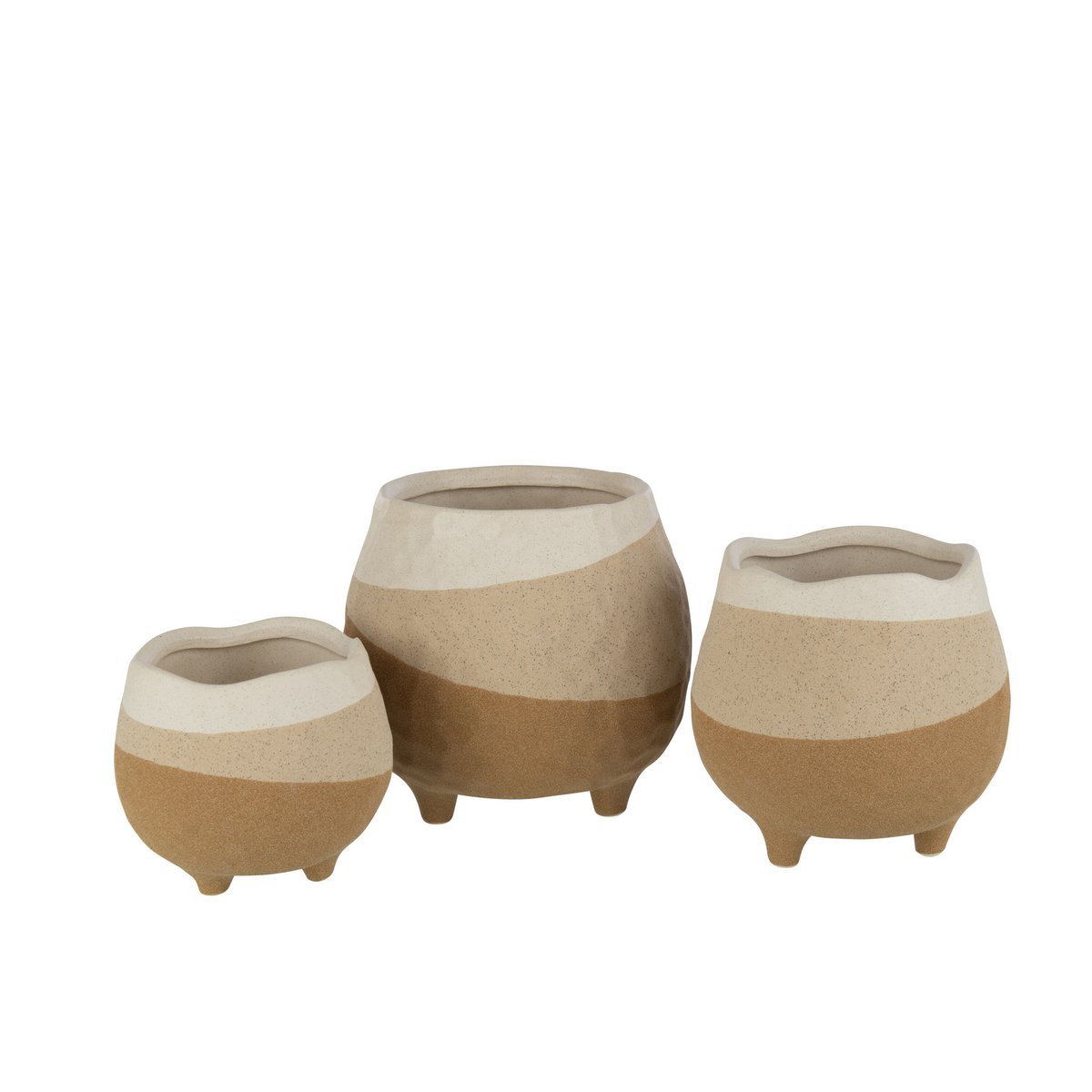 J-Line - Bloempot Op Voet - Keramiek - Beige/Lichtbruin - Large