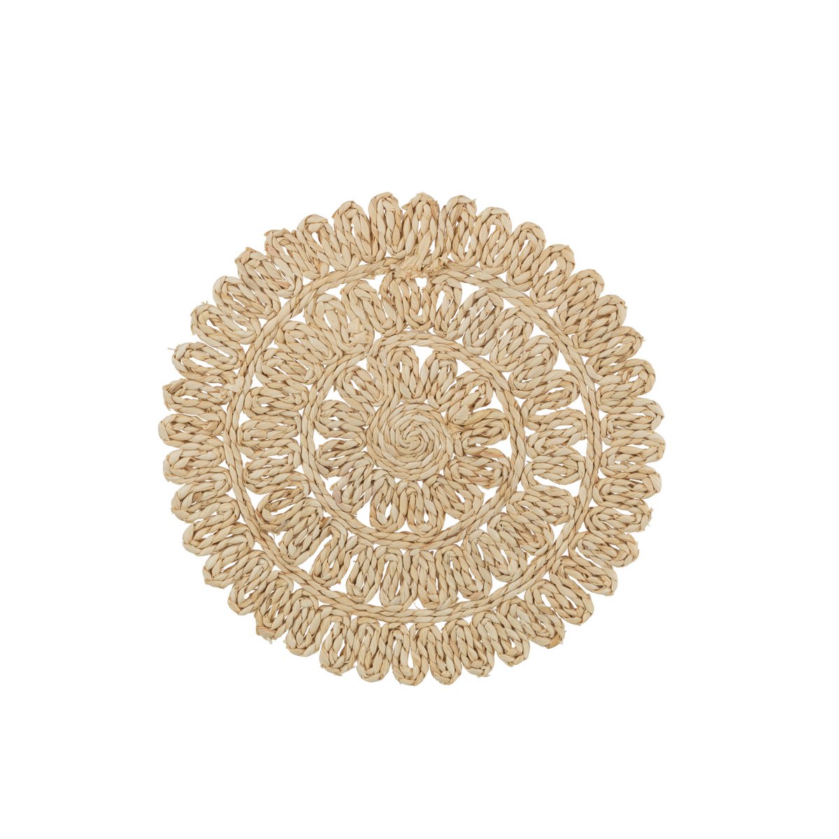 J-Line - Placemat Rond Bloem + Cirkels - Jute - Naturel