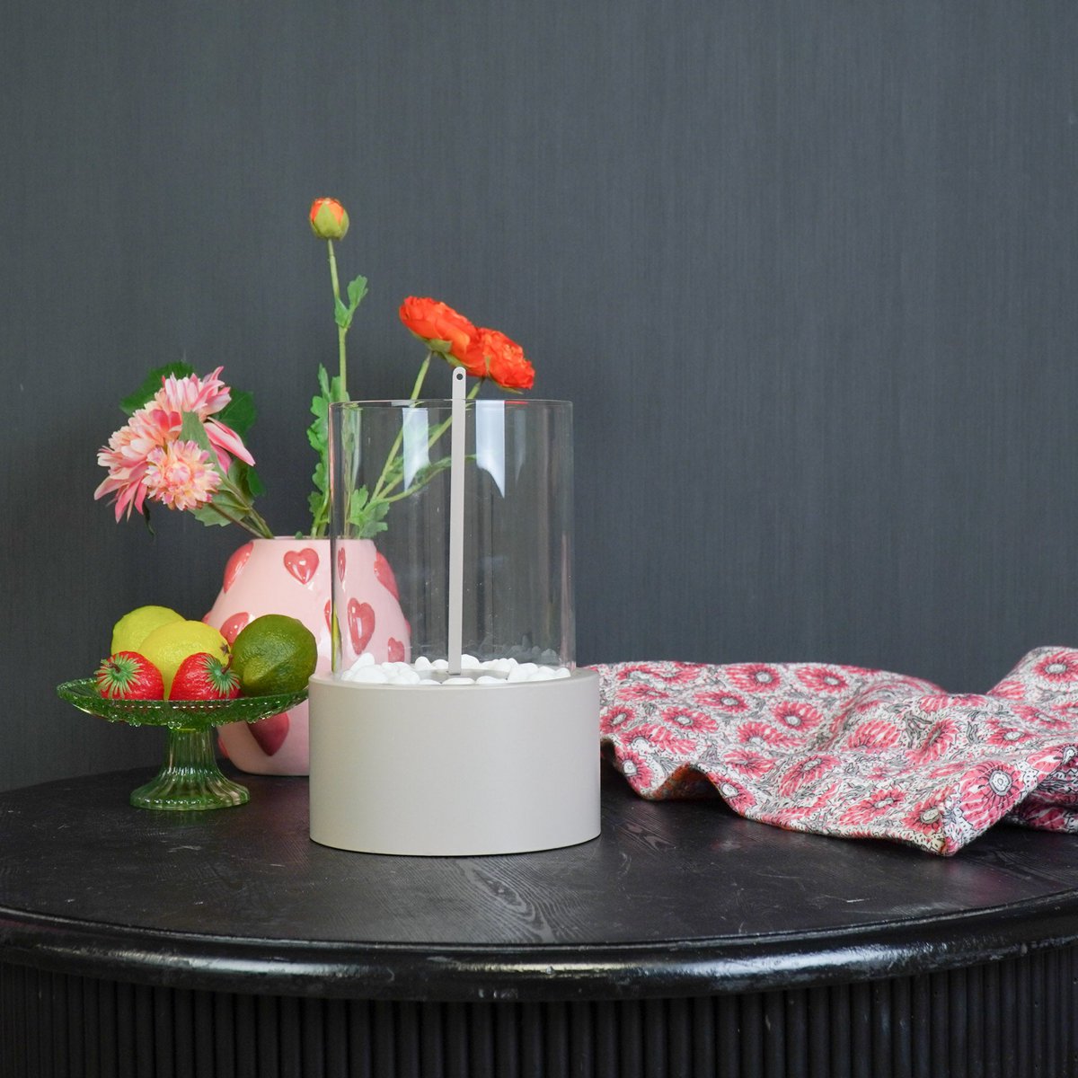 Housevitamin - Tafelbrander - Ronde - Metaal/glas - taupe - 18x18x26,5 cm